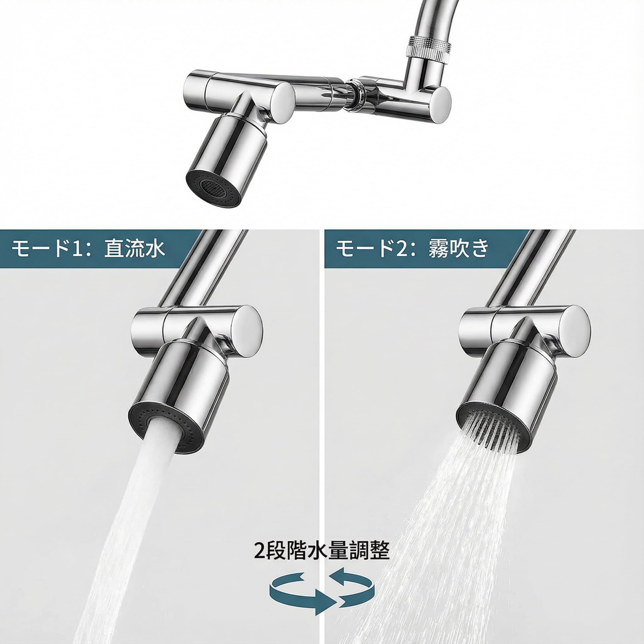 Amazon.co.jp: YELKYR 蛇口シャワーヘッド 増圧 節水 1440°回転 泡沫